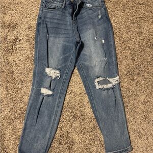 Velvet Distressed Skinny Jeans in Blue